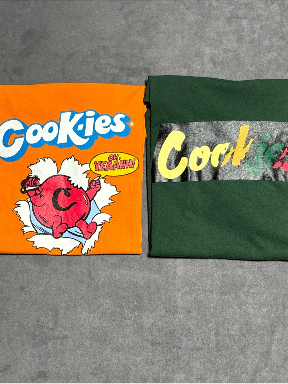 Lot Of 2 Cookies T-Shirt Mens M Orange Green Graffiti Logo Graphic Streetwear